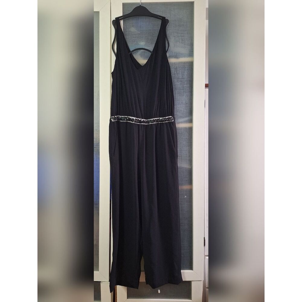 Loft M Black Jumpsuit With Sequins